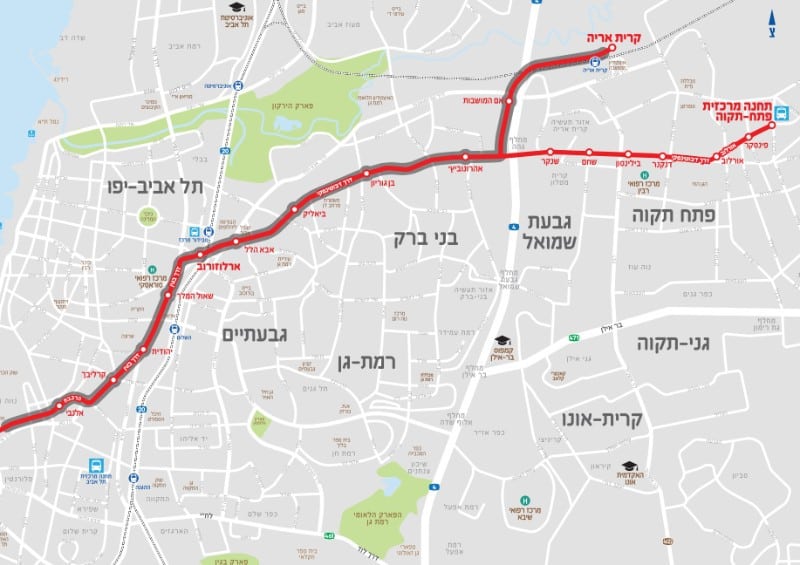 קווי הרכבת הקלה המתוכננים ברמת גן